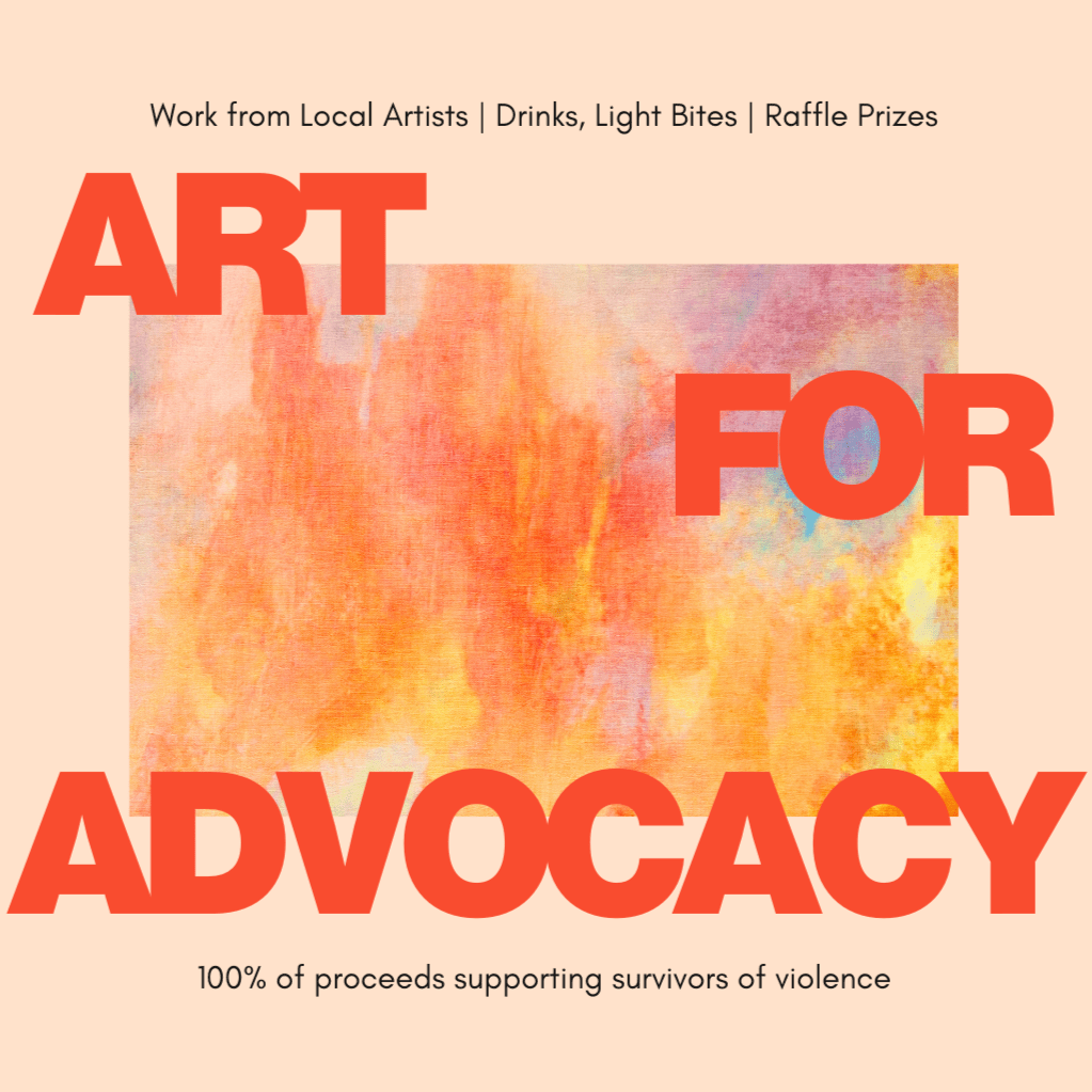 Abstract artwork with the words 'Art for Advocacy' overlaid